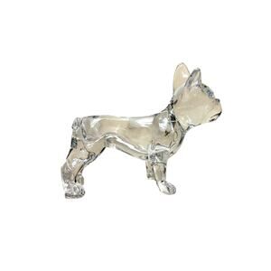 Vintage Flint Clear Glass Boston Terrier Candy Dish Container ~ 6x7” Missing lid